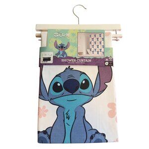 Disney Stitch Shower Curtain 72x72 Inches Cotton Oeko-Tex Certified Blue & Pink